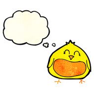 cartoon fat bird with thought bubble N32