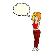 cartoon attractive girl with thought bubble N21