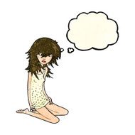 cartoon pretty girl with thought bubble N113