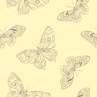 Seamless background with butterflies on beige