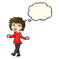 cartoon woman with no worries thought bubble N42