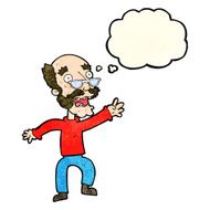 cartoon frightened old man with thought bubble N42