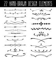Set of hand-drawn line border dividers and design element