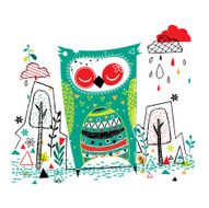 owl garden illustration