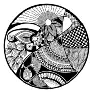 Black and white abstract zendala on circle N2