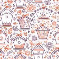 cute hand-drawn bird houses N3