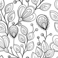 Vector Seamless Monochrome Floral Pattern N253