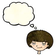 cartoon smug looking boy with thought bubble N11