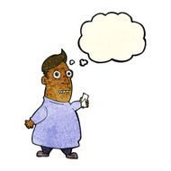 cartoon nervous man with tickets thought bubble N11