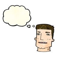 cartoon male head with thought bubble N11