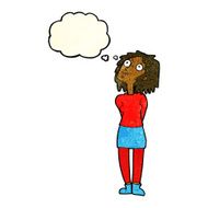 cartoon curious woman with thought bubble N62