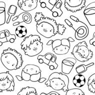 Doodle kids faces pattern