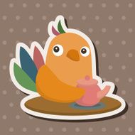 animal bird having afternoon tea theme elements N4
