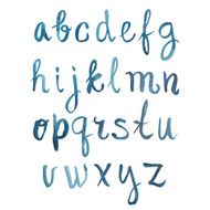Colorful watercolor aquarelle font type handwritten hand drawn doodle abc N10