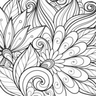 Vector Seamless Monochrome Floral Background N9