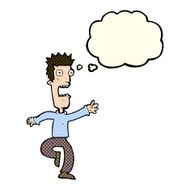 cartoon shrieking man with thought bubble N11