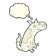 cartoon sitting dog with thought bubble N11