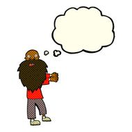 cartoon bearded old man with thought bubble N43