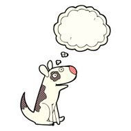 cartoon happy dog with thought bubble N97