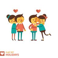 Set of vector images couples in the flat style