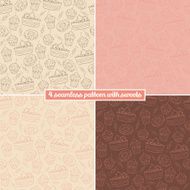 Set of four seamless pattern with sweets