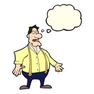 cartoon shocked man with thought bubble N121