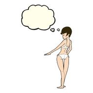 cartoon woman in bikini with thought bubble N62