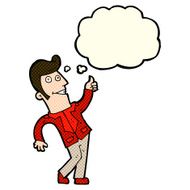 cartoon man giving thumbs up sign with thought bubble N21