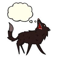 cartoon snapping wolf with thought bubble N7