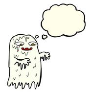 cartoon gross slime ghost with thought bubble N7