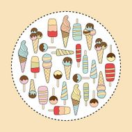 Ice cream pastel colors variation on beige background