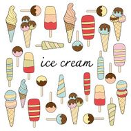 ice cream doodle pastel colors variation