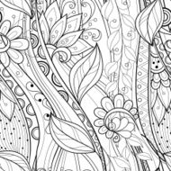 Vector Seamless Monochrome Floral Pattern N254
