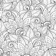 Vector Seamless Monochrome Floral Pattern N255
