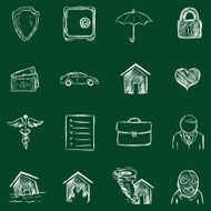 Vector Set of Chalk Insurance Icons