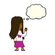 cartoon girl with pony shirt waving thought bubble N11