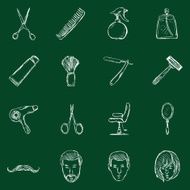 Vector Set of Chalk Barber Shop Icons