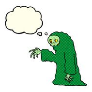 cartoon spooky halloween costume with thought bubble N20