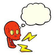 cartoon crazy skull with thought bubble N4
