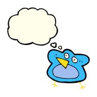 funny cartoon robin with thought bubble N10