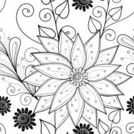 Seamless Monochrome Floral Pattern (Vector) N14