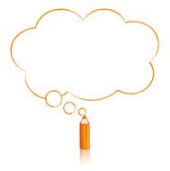 Orange Pencil Drawing Fluffy Cloud Thought Balloon