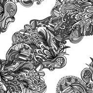 Abstract hand-drawn wave floral pattern N75