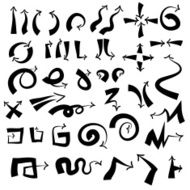 Doodle arrow icons set with spiral square circle and triangle N3