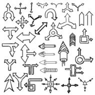 Doodle arrow icons set with spiral square circle and triangle N4