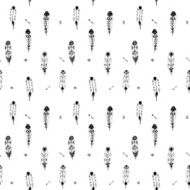 Textured feathers seamless pattern