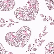 Doodle hearts seamless pattern