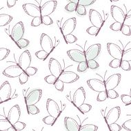 Outline seamless pattern with butterflies