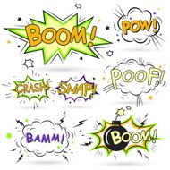 collection of multicolored comic sound effects N2