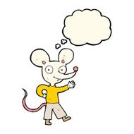cartoon waving mouse with thought bubble N7